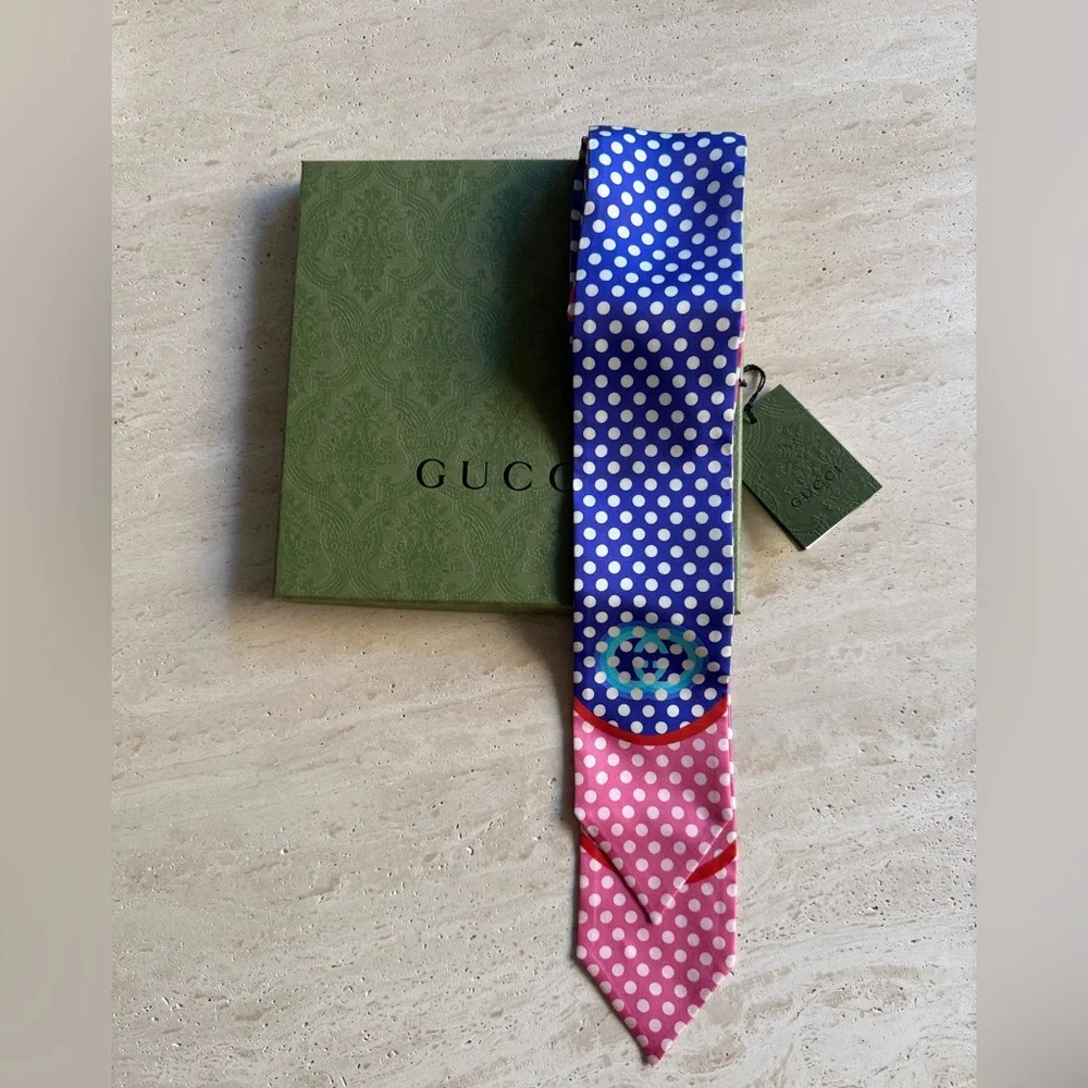 NWT GUCCI POLKA DOT PRINT SILK HEADBAND / HEADSCARF SZ/S